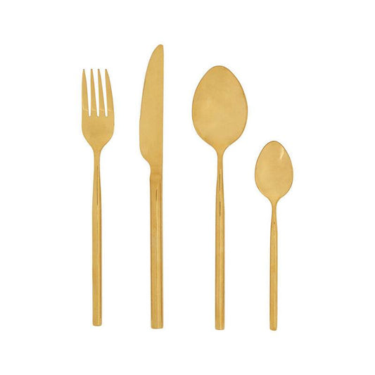 Modern Retro 16 Piece Gold Finish Cutlery Set - Premier Home