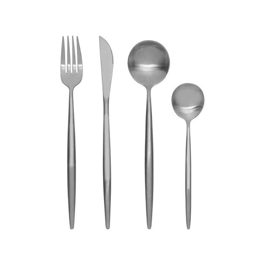 Modern Retro 16 Piece Matte Silver Cutlery Set - Premier Home