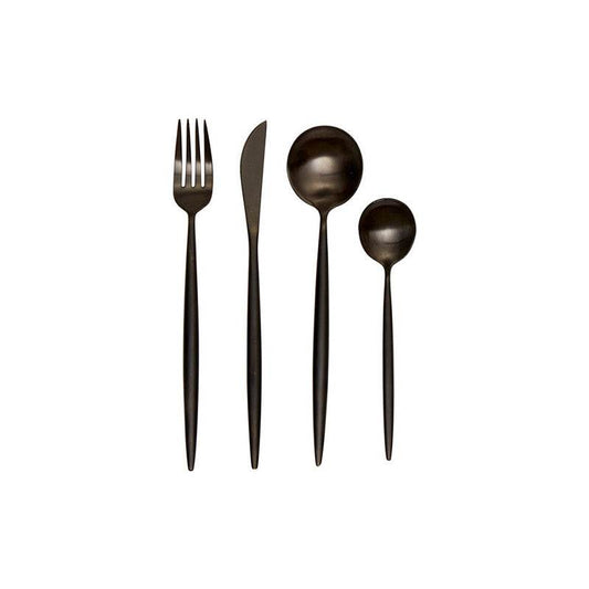 Modern Retro 16 Piece Matte Black Cutlery Set - Premier Home