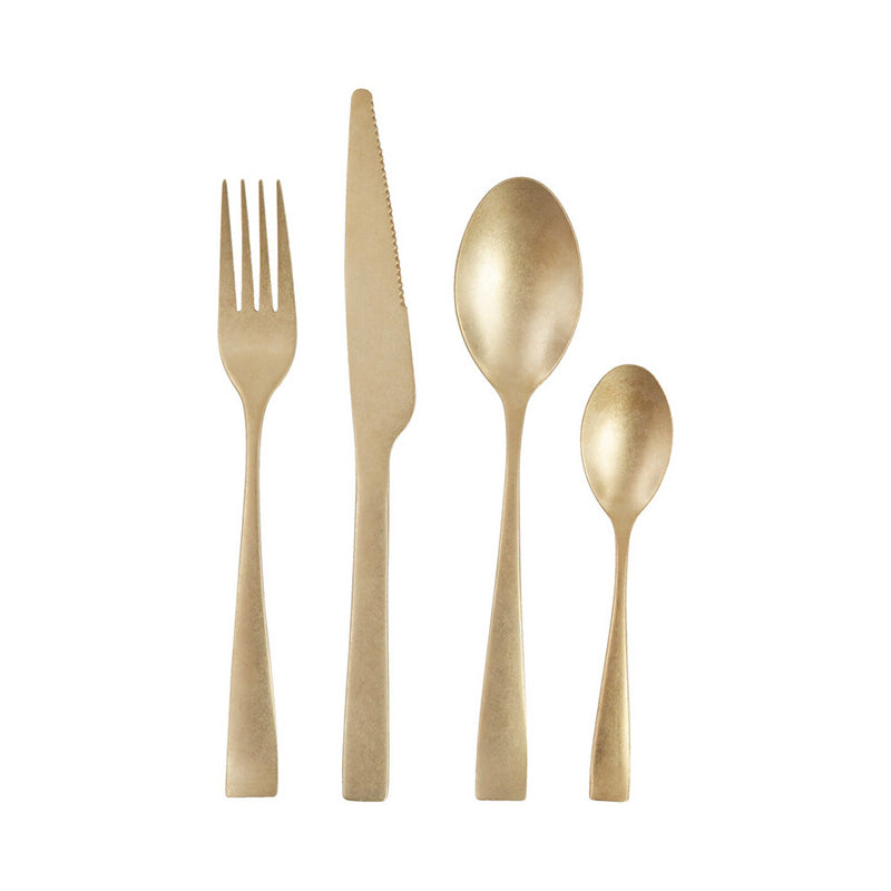 Avie 16 Piece Antique Gold Cutlery Set