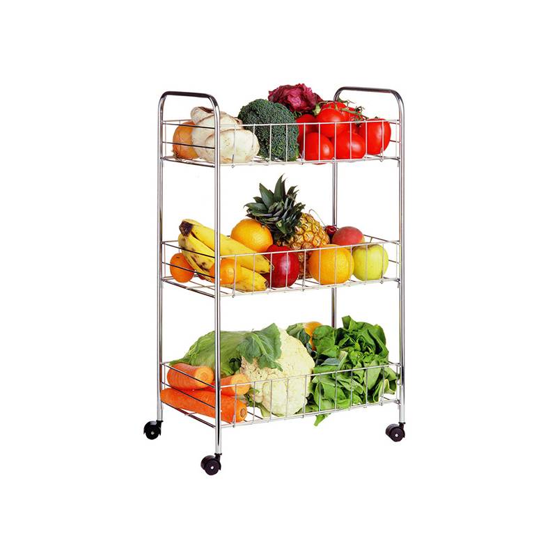 Franco 3 Tier Chrome Kitchen Storage Cart