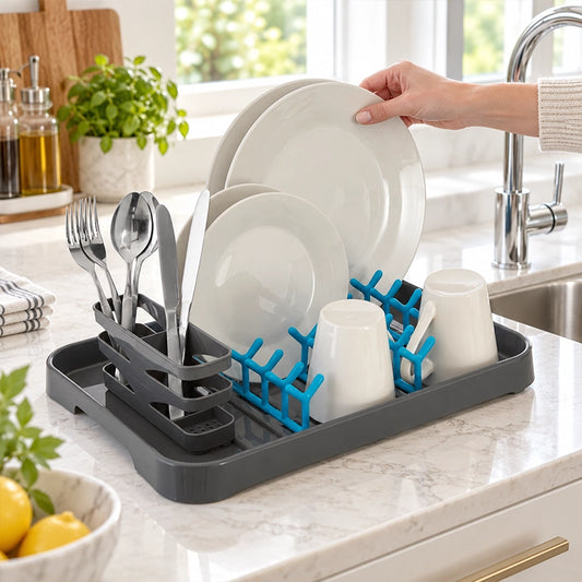 Grey And Blue Dish Drainer