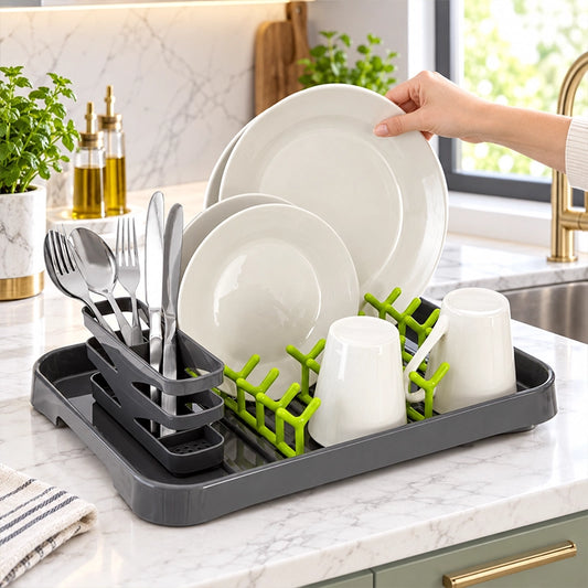 Grey And Lime Green Dish Drainer