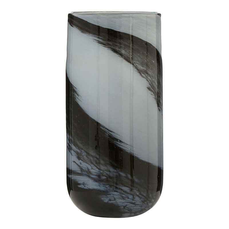 Carra Large Grey / Black Brushstroke Vase - Premier Home