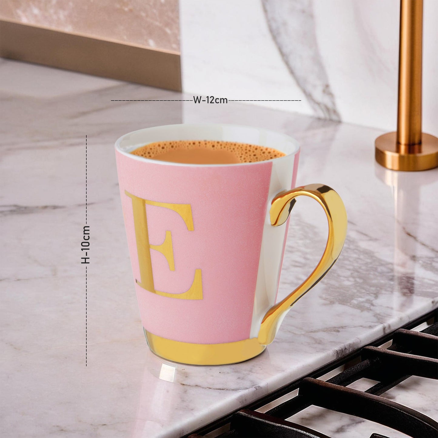 Mimo Pink Frosted Deco E Letter Monogram Mug