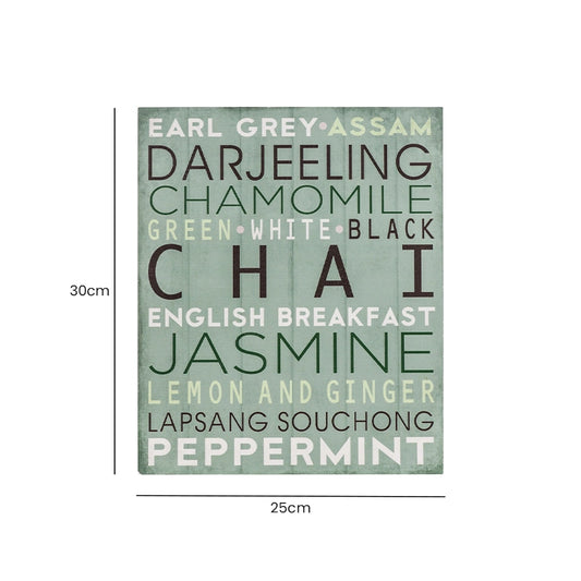 Kitchen Wall Art Wooden Tea Plaque dimensions and measurements