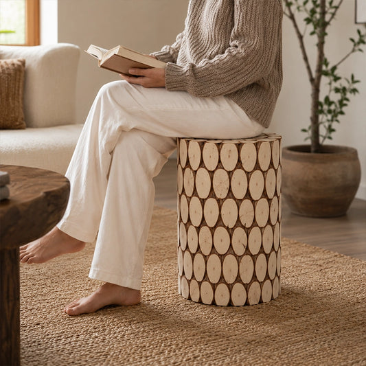 Natural Wooden Side Table/Stool