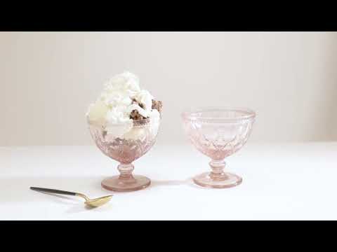 Fleur Pink Glass Sundae Dishes - Set Of 2