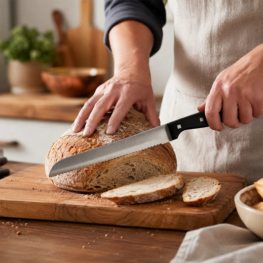 Silver Bread Knife with Black Bakelite Handle