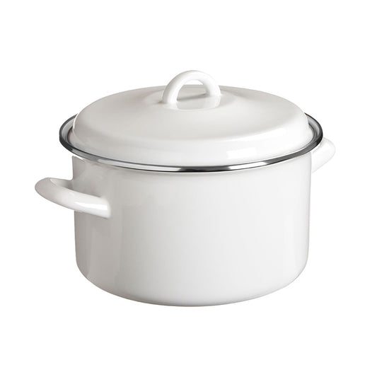 Porter 4.7Ltr White Enamel Casserole Dish