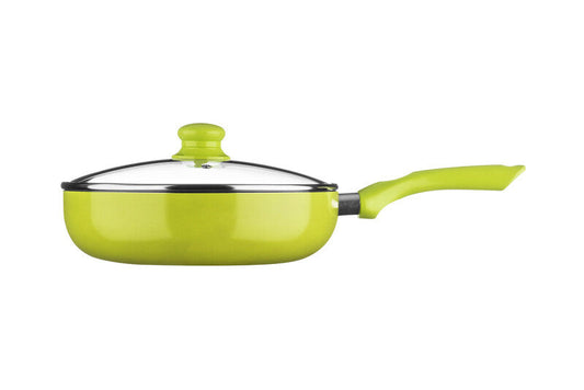 Ecocook Lime Green Frypan With Lid - 26Cm