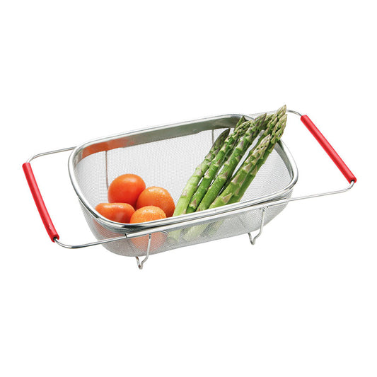 Over Sink Drainer With Expandable Red Handle