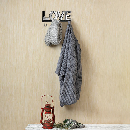 "Love" Mirrored 4 Hook Wall Hanger