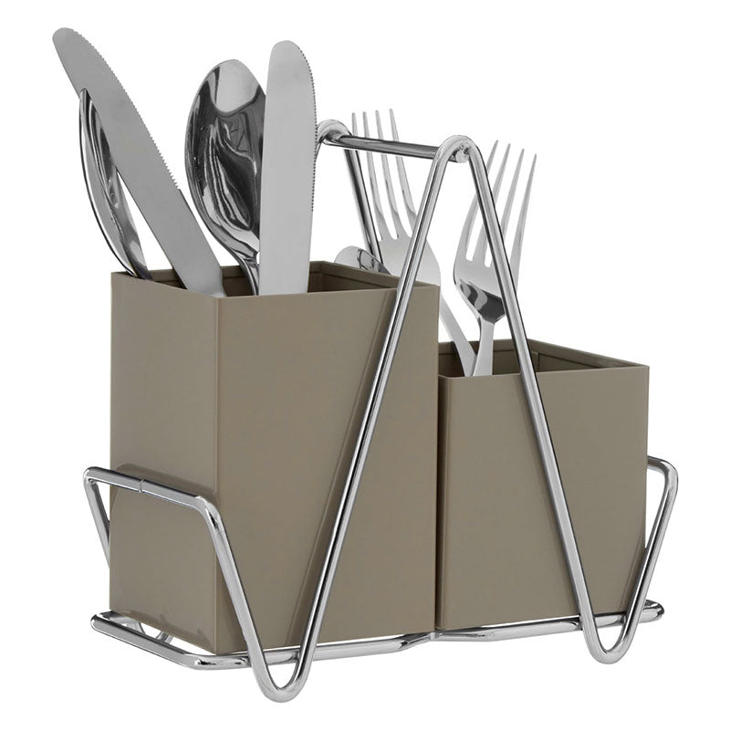 Grey 2 Compartment Cutlery Caddy