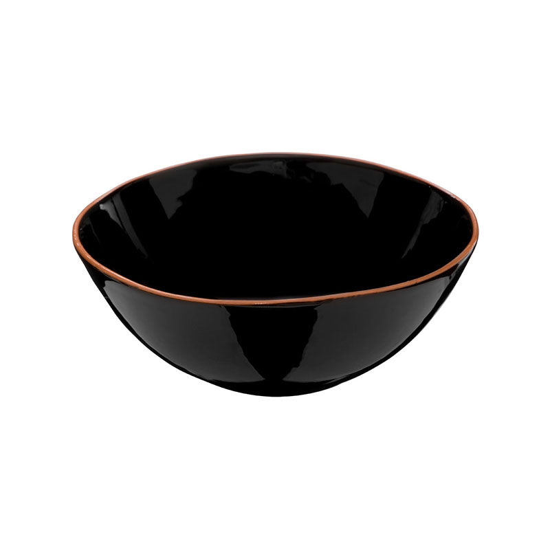 Calisto Black Glazed Terracotta Salad Bowl