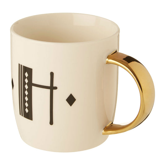 Mimo Diamond Deco H Letter Monogram Mug