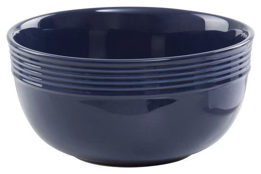 Elmira 16 Piece Dark Blue Stoneware Dinner Set With Grooves