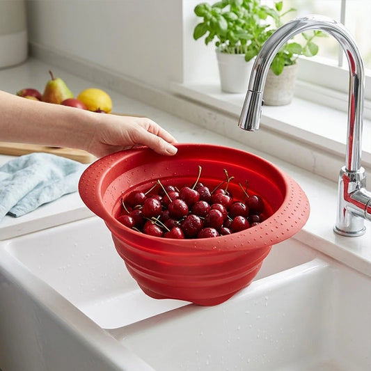 Zing Red Silicone Colander