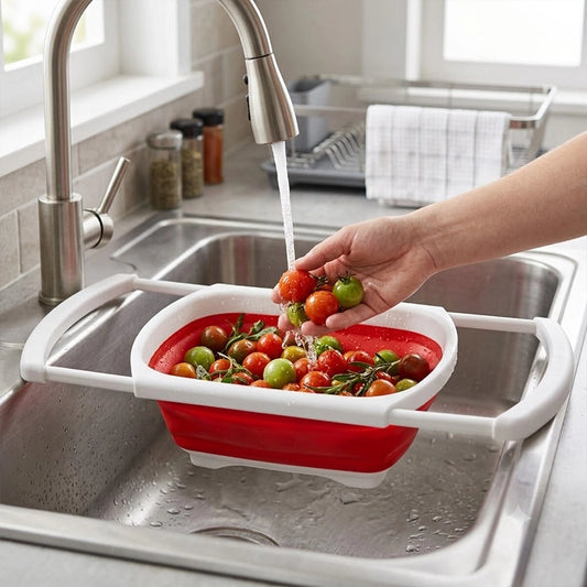 Zing Red Tpr Over Sink Colander