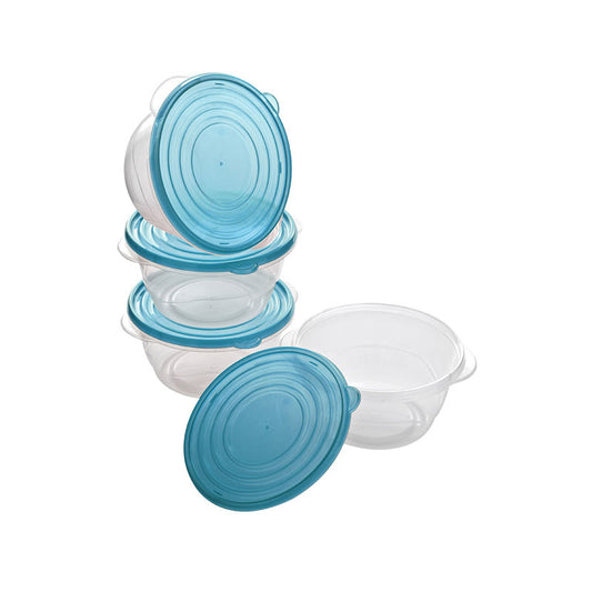 Clear and Blue Plastic Food Containers - Set of 4