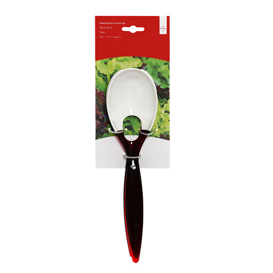 Red And White Plastic Salad Spoon & Fork