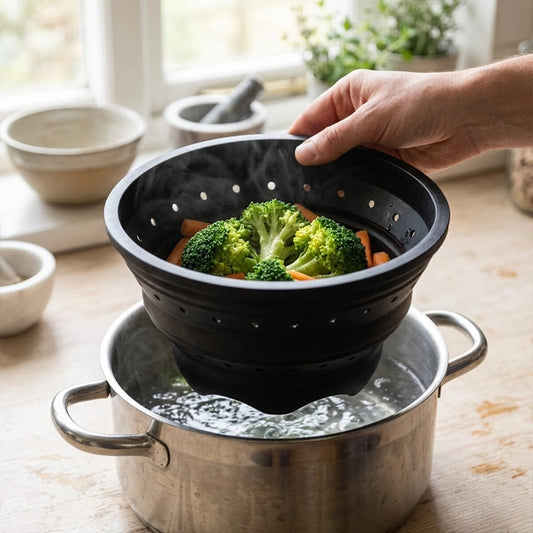 Black Colander and Food Steamer