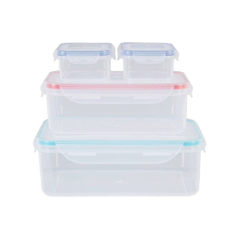 Multicoloured Lids 4pc Food Containers