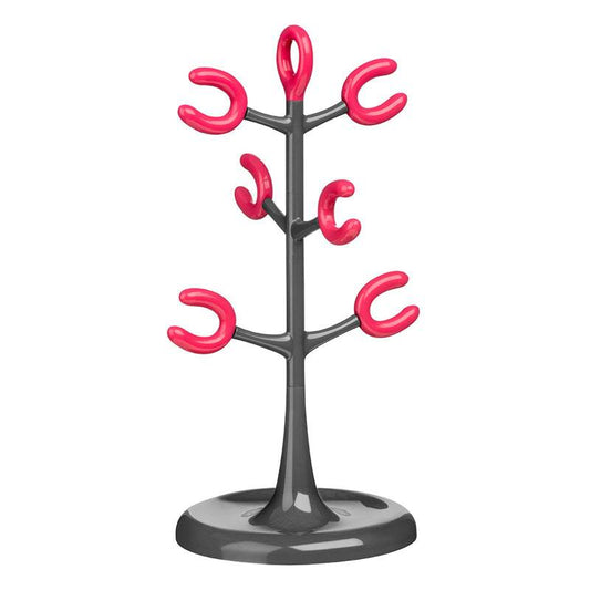 Grey And Hot Pink 6 Cup Mug Tree - Premier Home