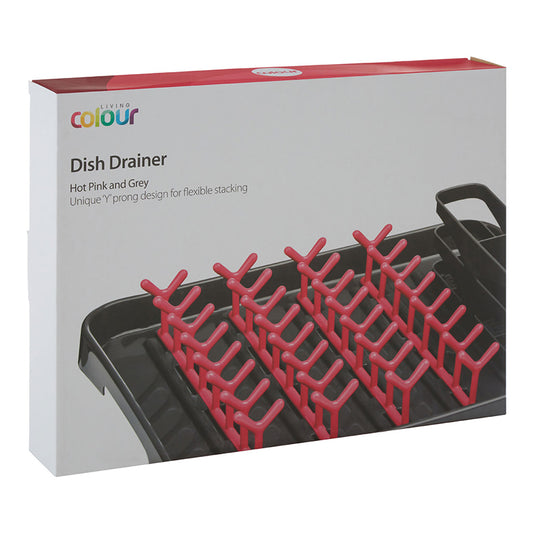 Grey And Hot Pink Dish Drainer