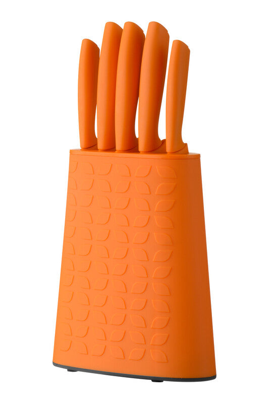 5Pc Orange Knife Block Set