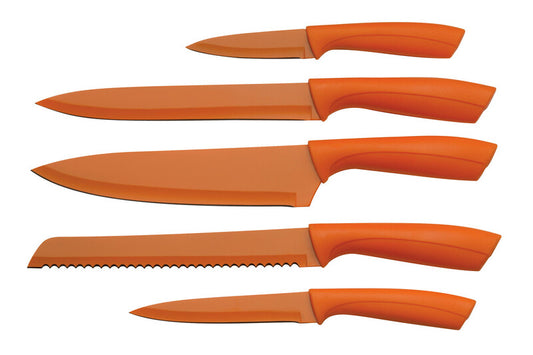 5Pc Orange Knife Block Set