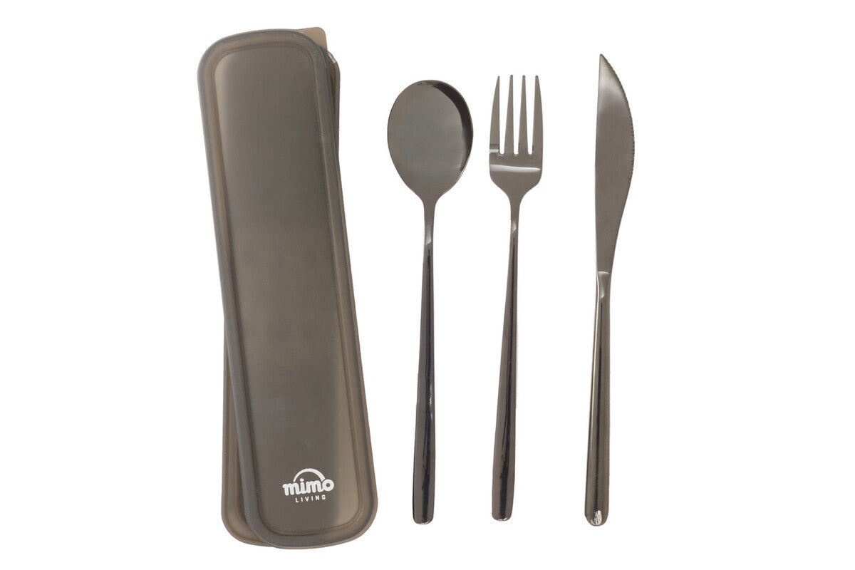 Elegant and modern cutlery set featuring forks, knives, and spoons, ideal for dining and kitchen use.