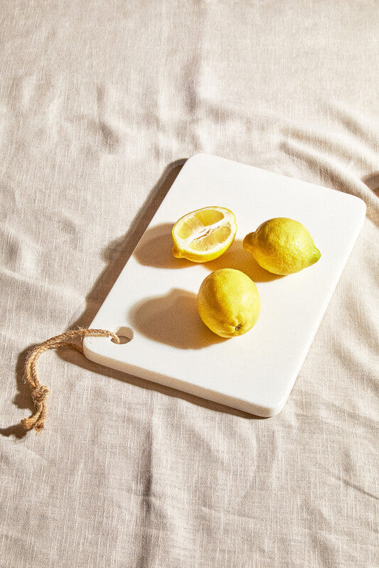 Kindia White Marble Chopping and Serving Board with Hanging Loop
