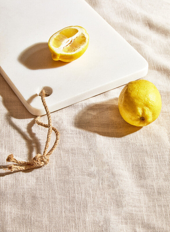 Kindia White Marble Chopping and Serving Board with Hanging Loop