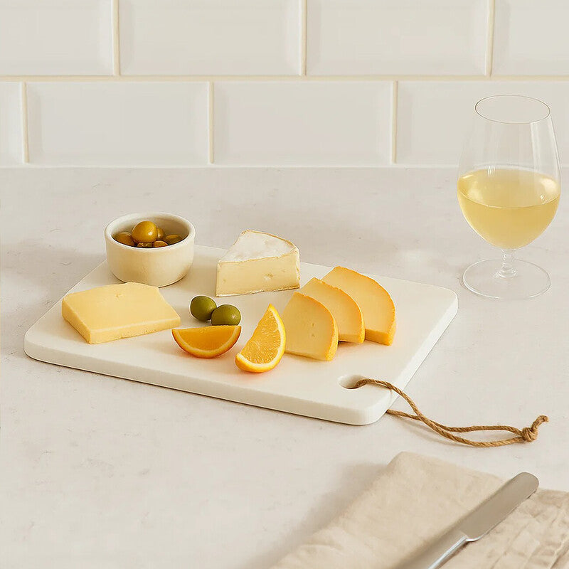 Kindia White Marble Chopping and Serving Board with Hanging Loop