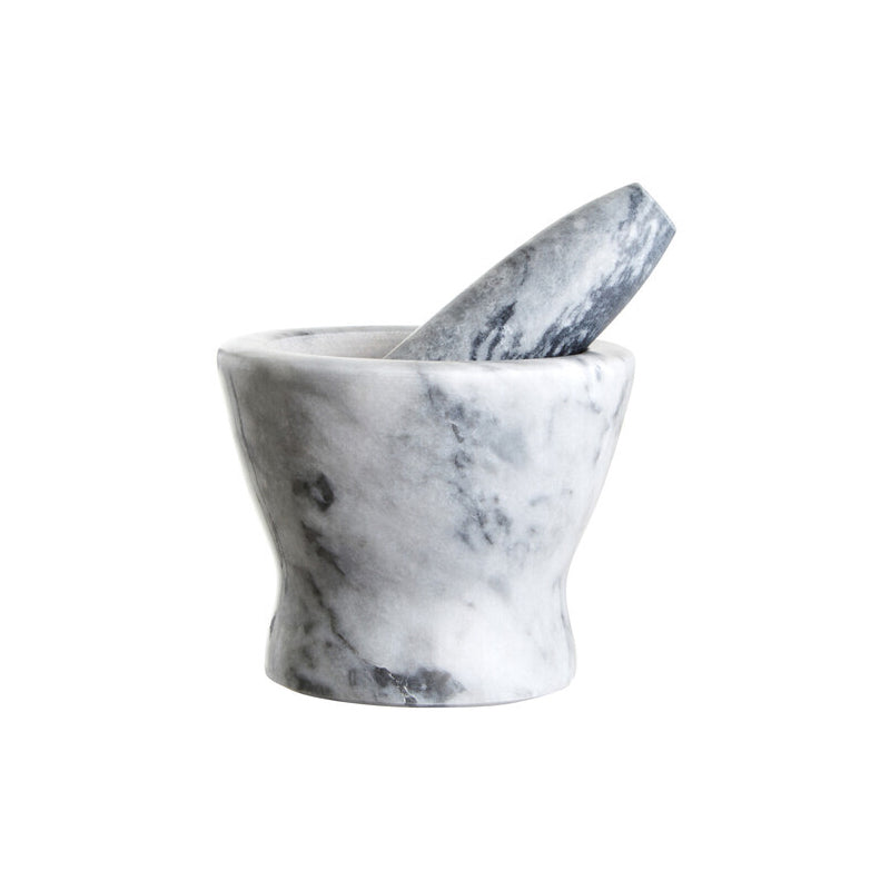 Salerno Grey Marble Curved Mortar And Pestle