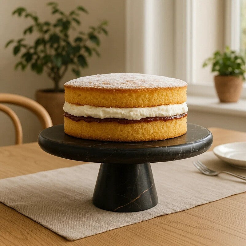 Marmore Black and Gold Marble Cake Stand