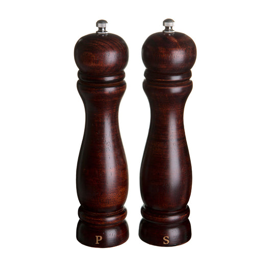 Rubberwood Salt and Pepper Mill Set - 8In