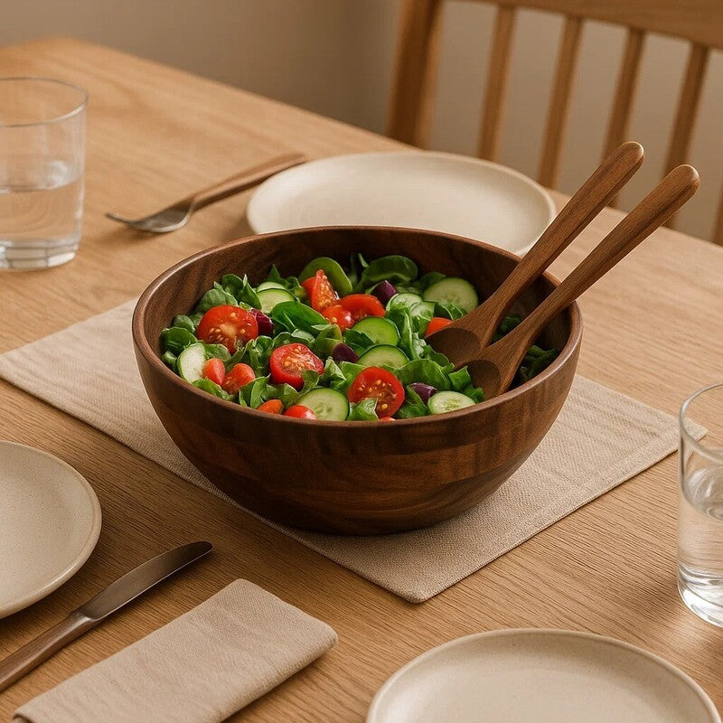 Rosi Large Round Sheesham Wood Salad Bowl