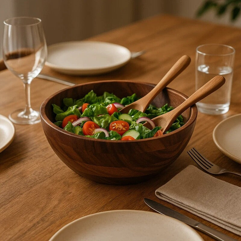 Rosi Large Round Sheesham Wood Salad Bowl
