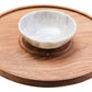 Kora Acacia Wood And White Marble Chip And Dip Platter