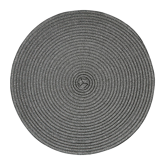Round Dark Silver Thread Woven Placemat