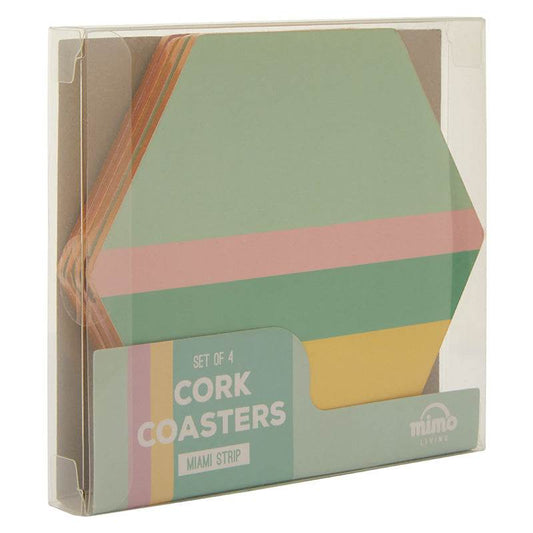 Mimo Set Of 4 Miami Strip/Gold Foil Coasters - Premier Home