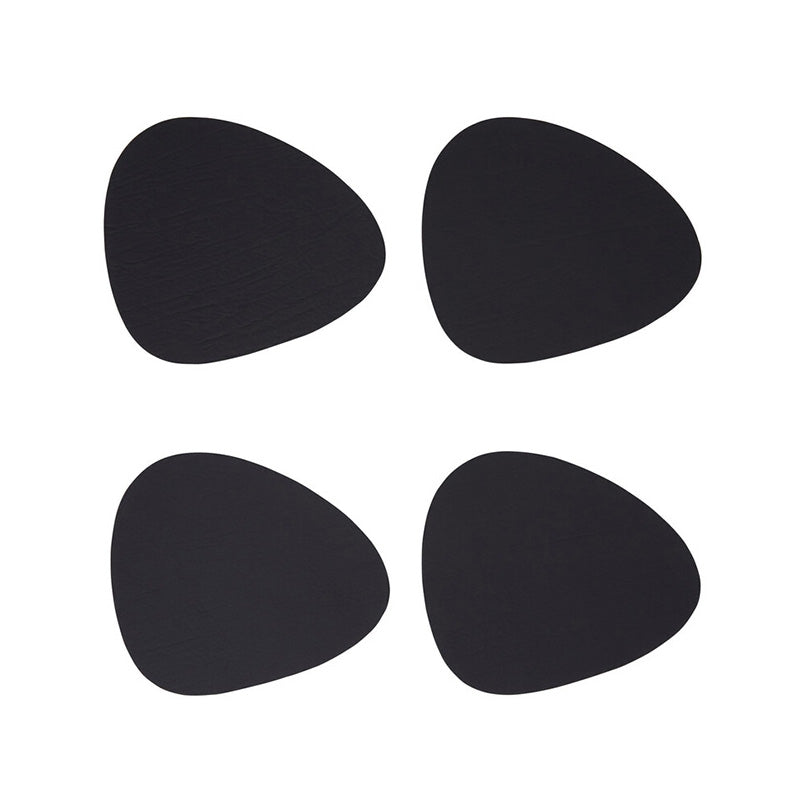 Catlins 4Pc Pebble Black Leather Coasters