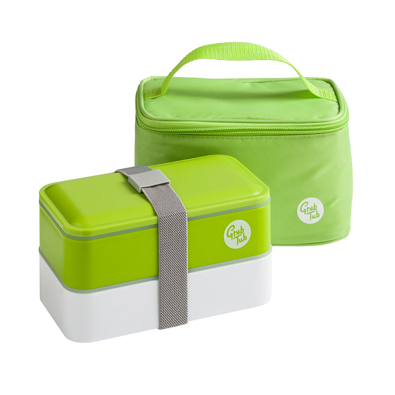 Grub Tub Green/White 2pc Lunch Box