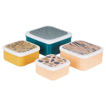 Mimo Set Of 4 Animal Print Lunch Boxes