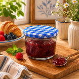 Gingham Clear 150ml Glass Jar with Blue Gingham Lid