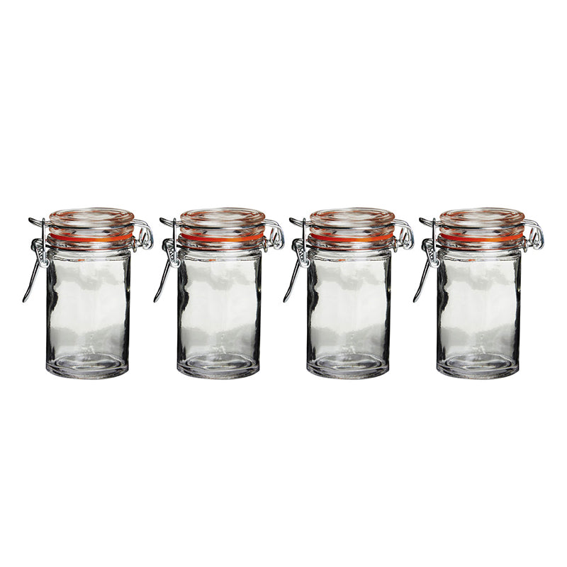 Round Glass Clip Top Jars - Set of 4