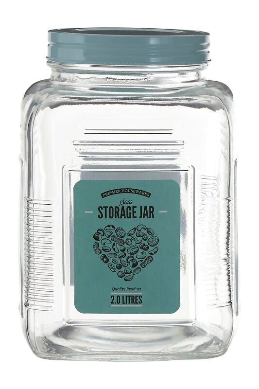 Luca Assorted Square Clear Glass Large Storage Jar