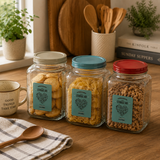 Luca Assorted Square Clear Glass Large Storage Jar